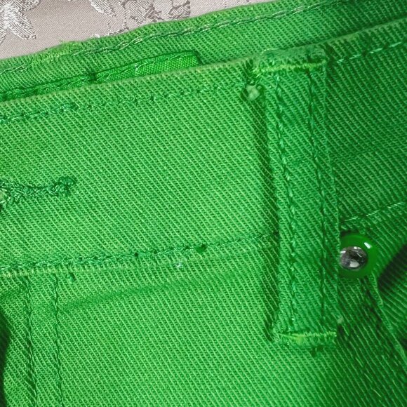 y2k Vintage Green Denim Mini Skirt Rhineston Buttons Women's Size 15 - Picture 6 of 6